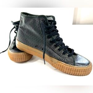 P.F. Flyers Black and Brown High-Top Sneakers with Gum Sole